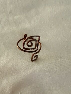Hand Crafted Copper Spiral Wire Ring - Copper Brown